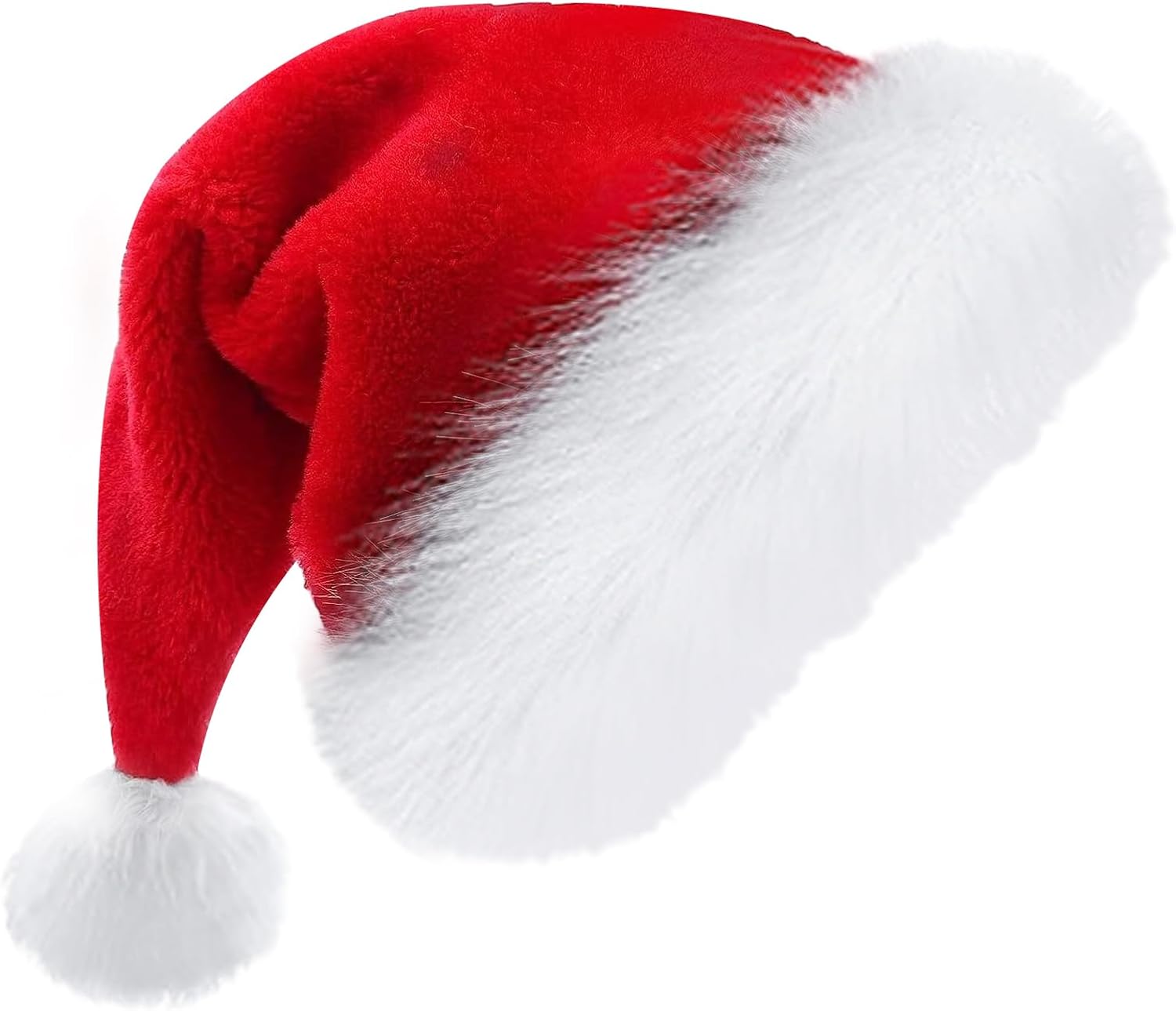 Festive Red Velvet Plush Santa Hat for Adults, Unisex Classic Christmas Holiday Cap